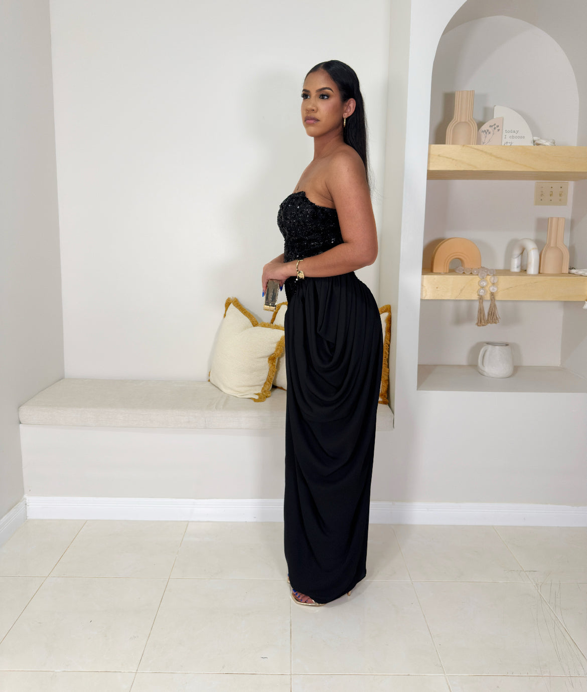 Onyx Sequin Maxi Dress