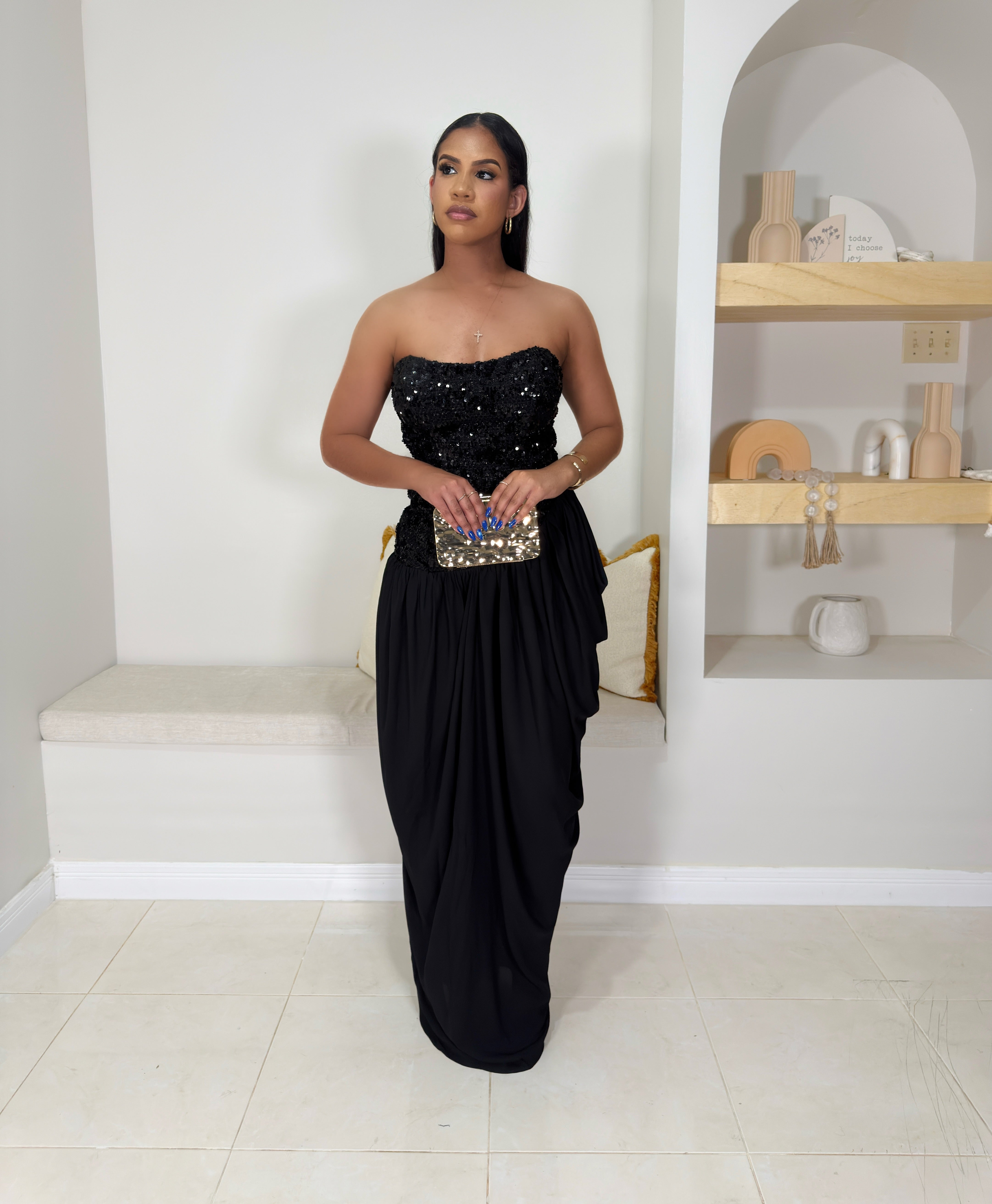 Onyx Sequin Maxi Dress