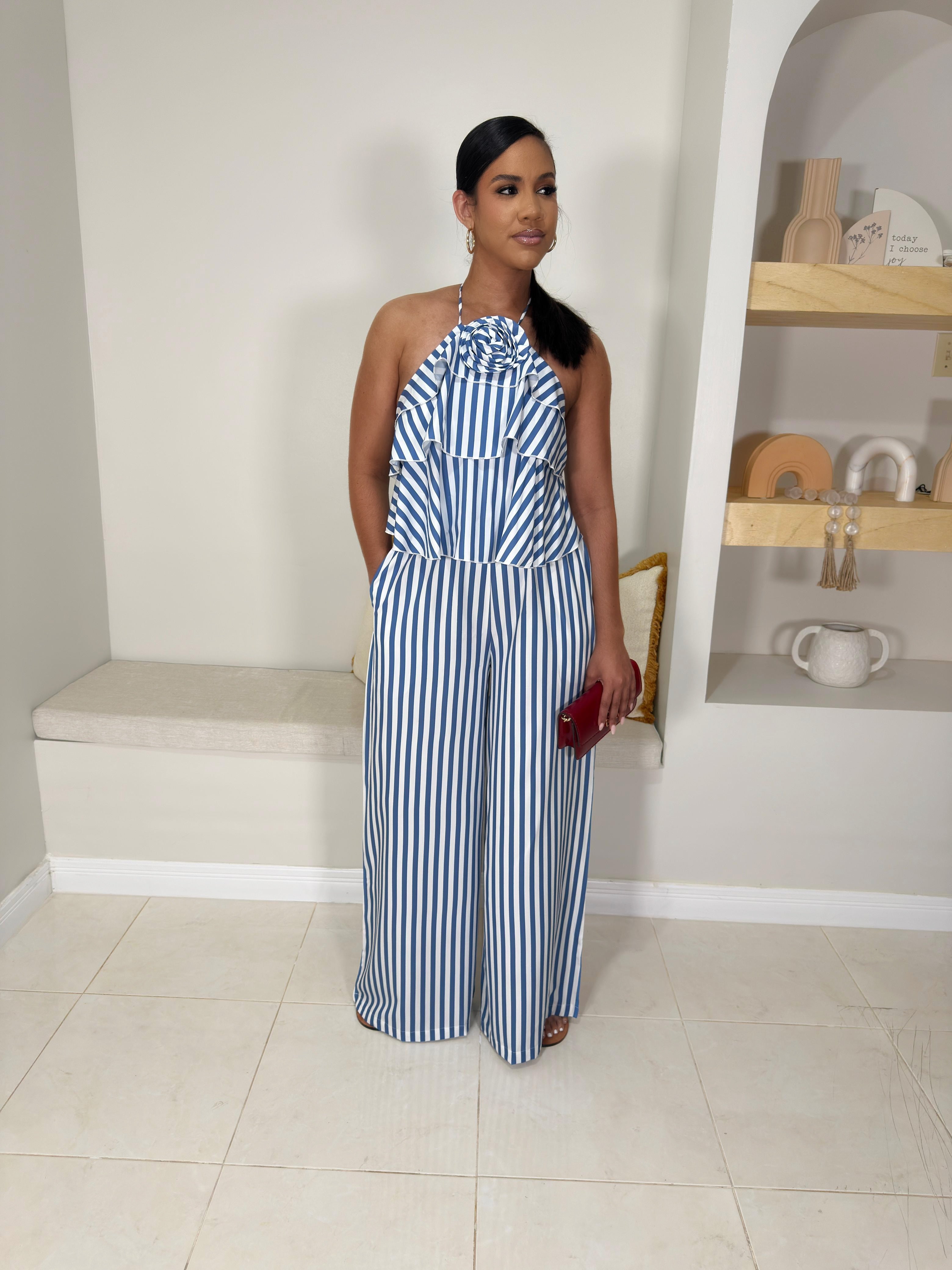 Rila striped jumpsuit/ Blue