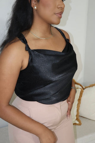 Sadey Satin Cowl Top