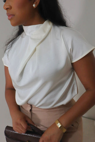 Jayla Satin Cowl Top/ Cream
