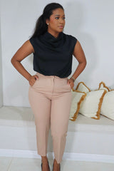 Simmer Satin Cowl Top/ Black