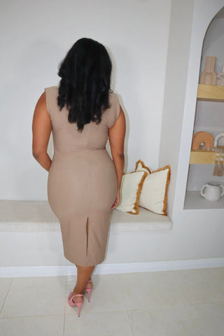 Onyx Aura Bodycon Dress/ Nude