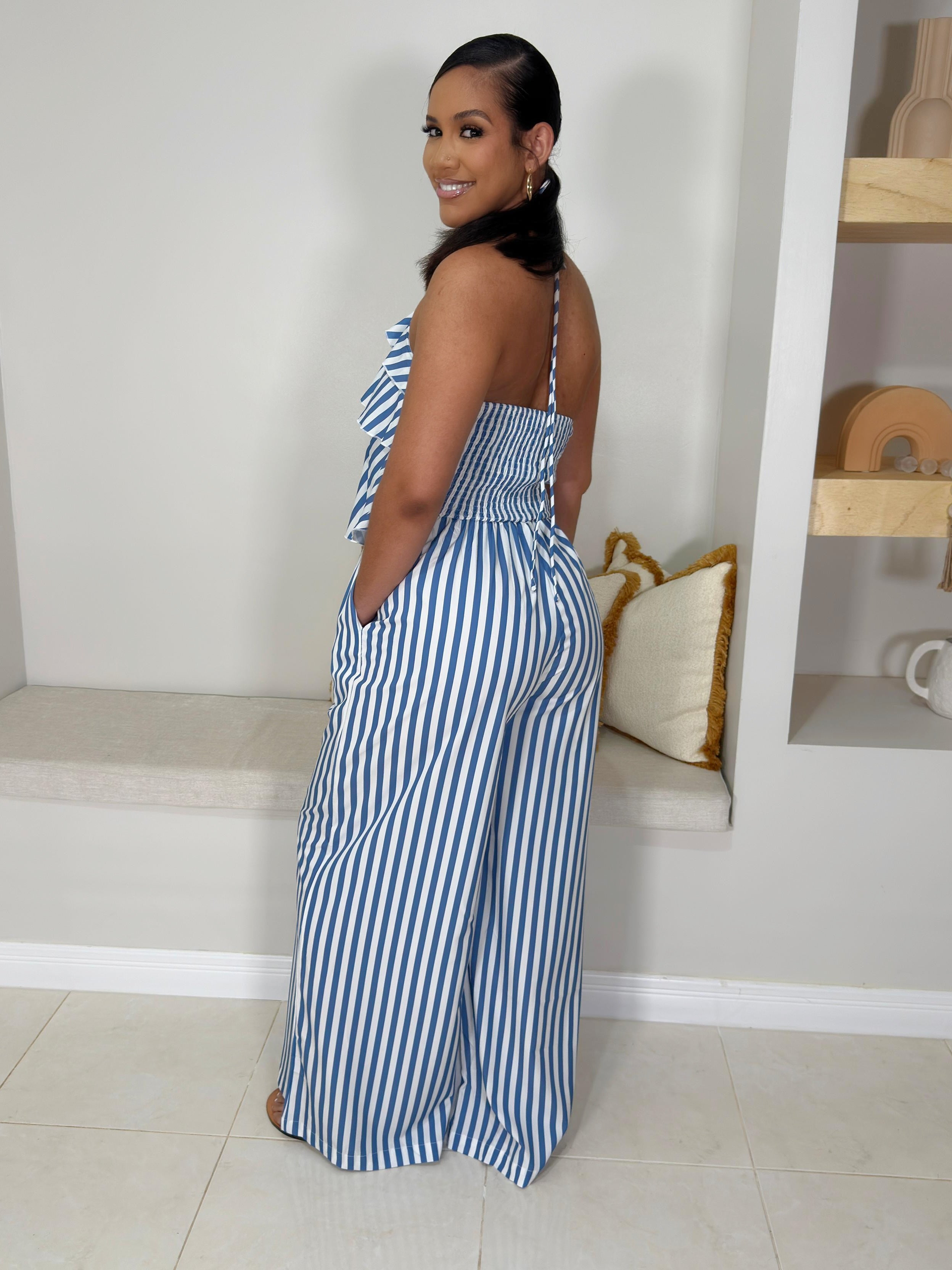 Rila striped jumpsuit/ Blue