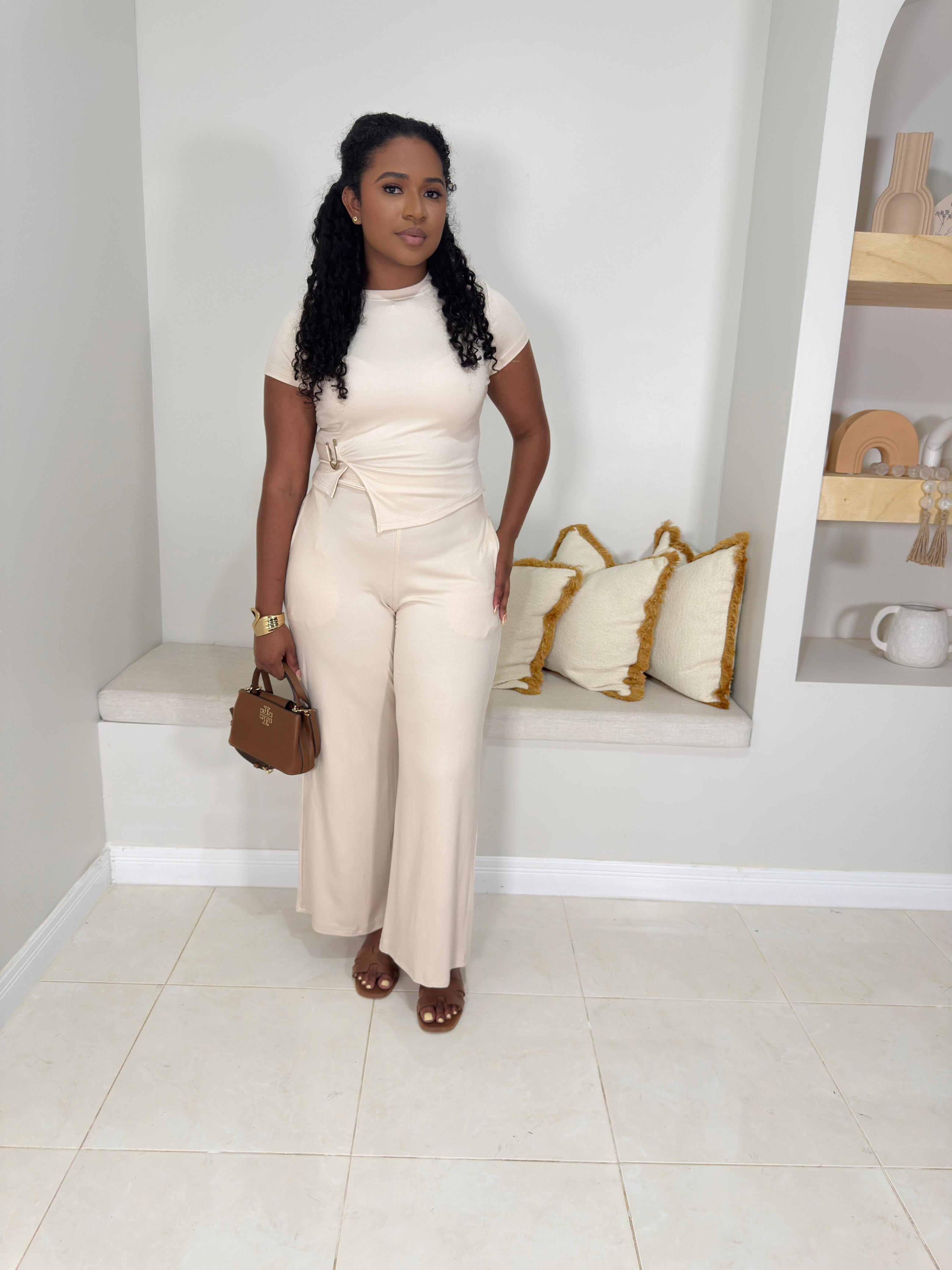 Dream Girl Pants Set/ Nude